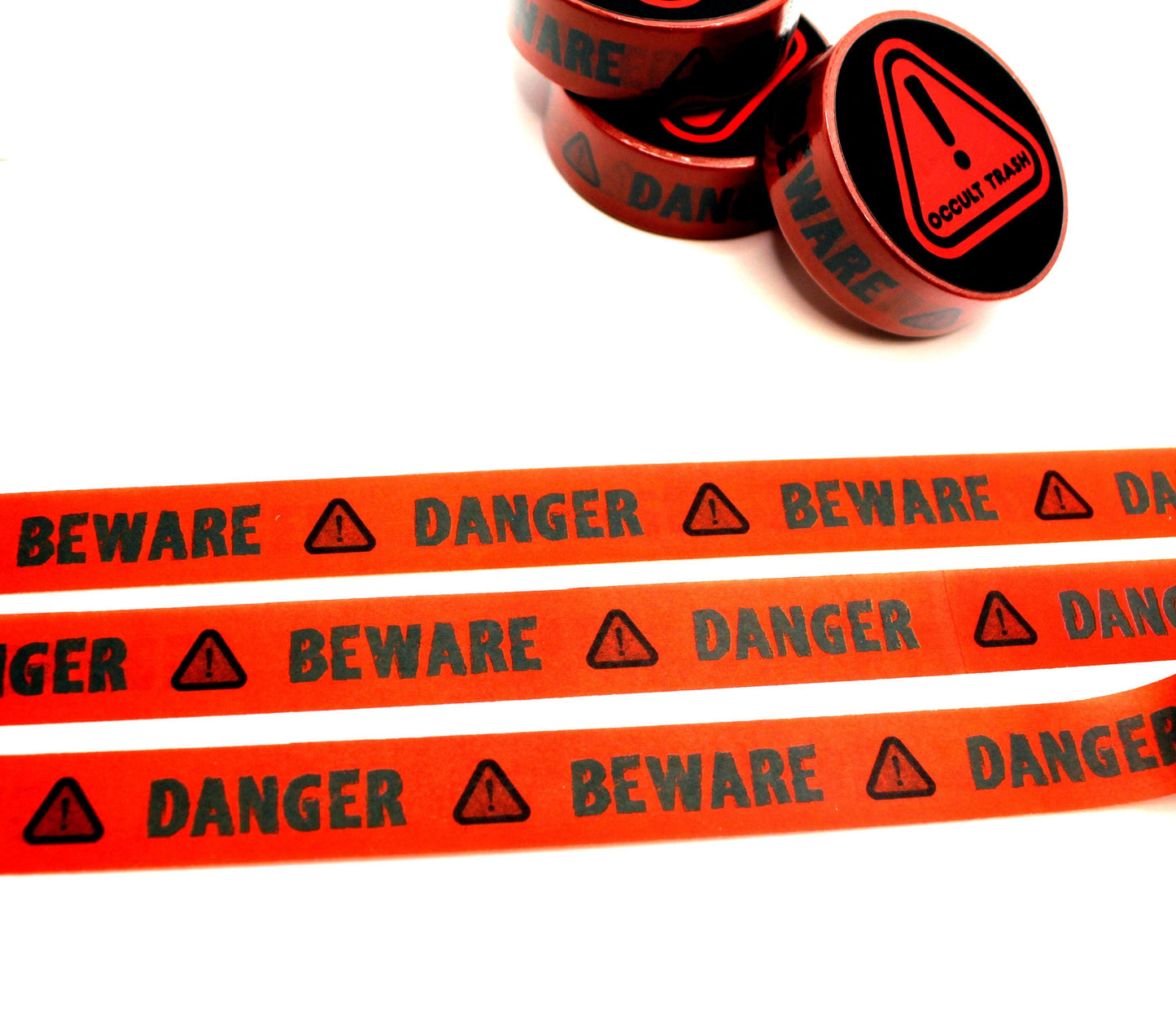Red Danger Beware Print Washi Tape (1.5cm x 10m)