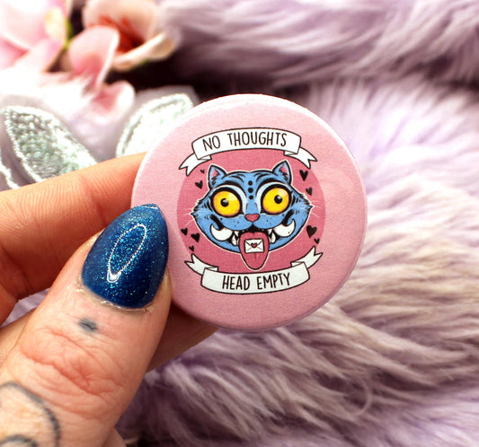 No Thoughts Head Empty Derpy Tiger Circular Badge (38mm) - Kpop Demon Hunters