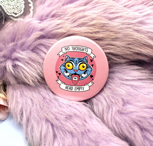 No Thoughts Head Empty Derpy Tiger Circular Badge (38mm) - Kpop Demon Hunters