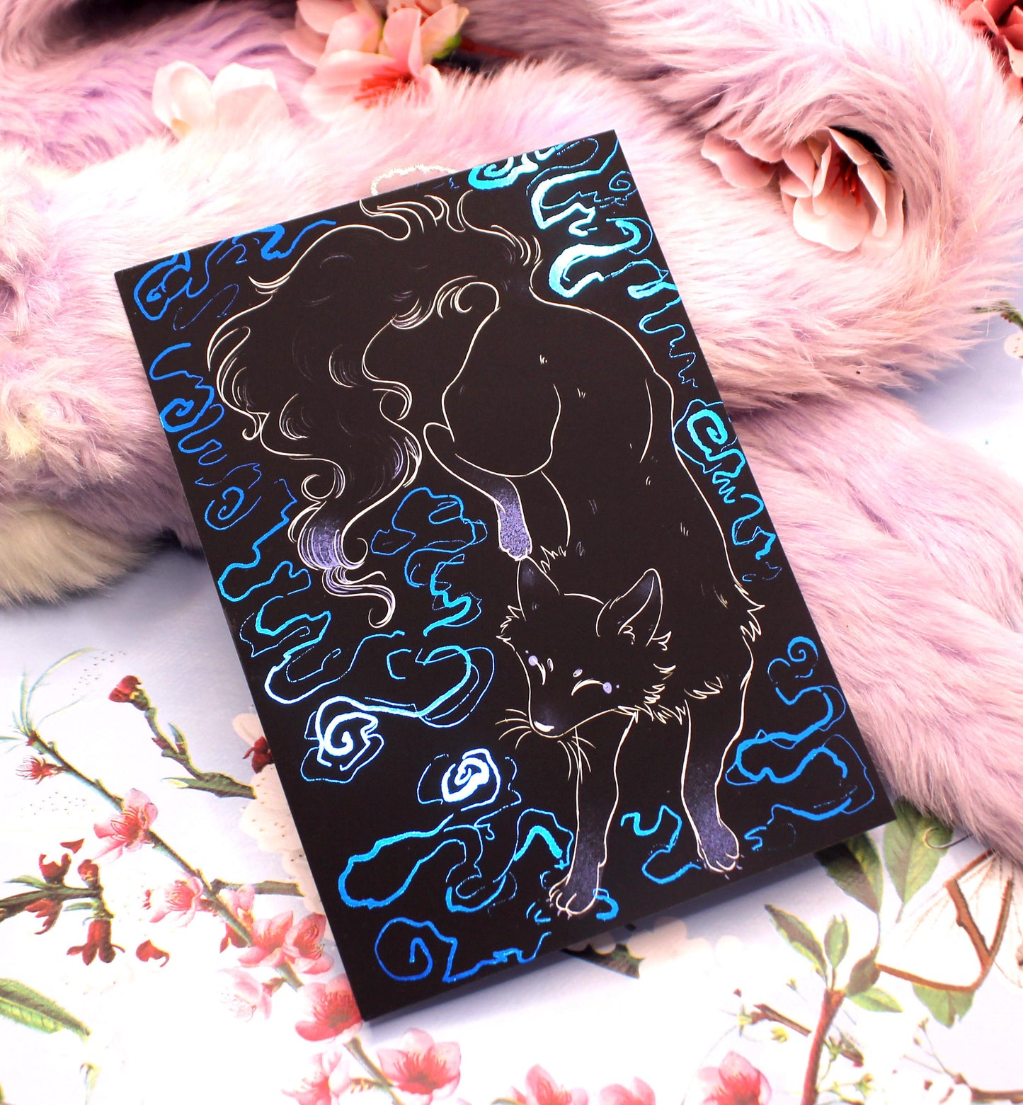 Blue Foil Fox Spirit Kitsune A6 Print
