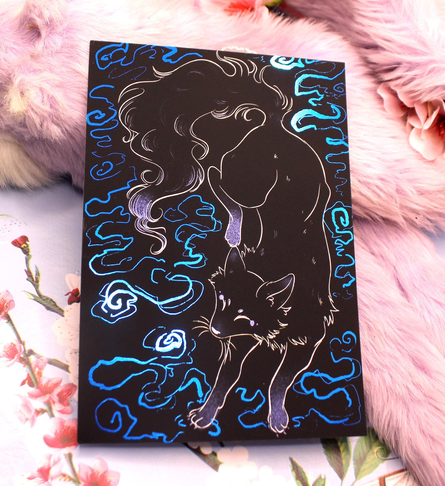 Blue Foil Fox Spirit Kitsune A6 Print