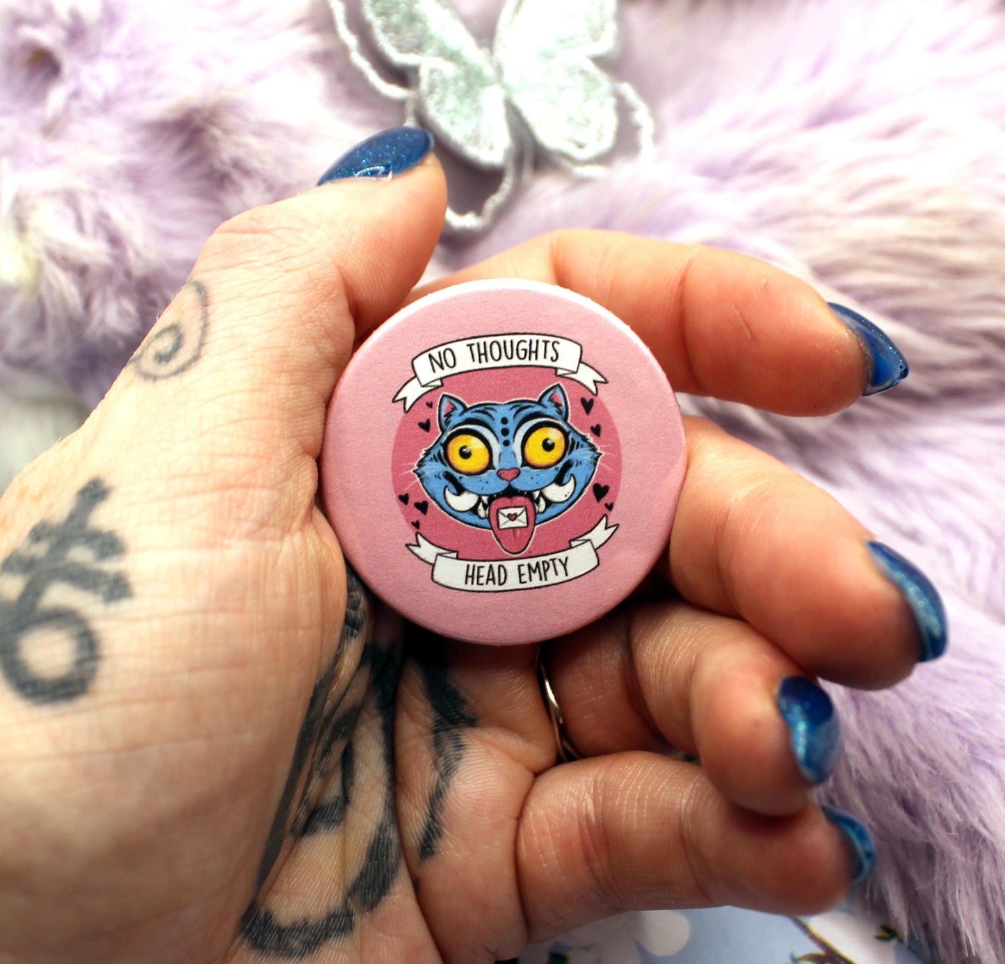 No Thoughts Head Empty Derpy Tiger Circular Badge (38mm) - Kpop Demon Hunters