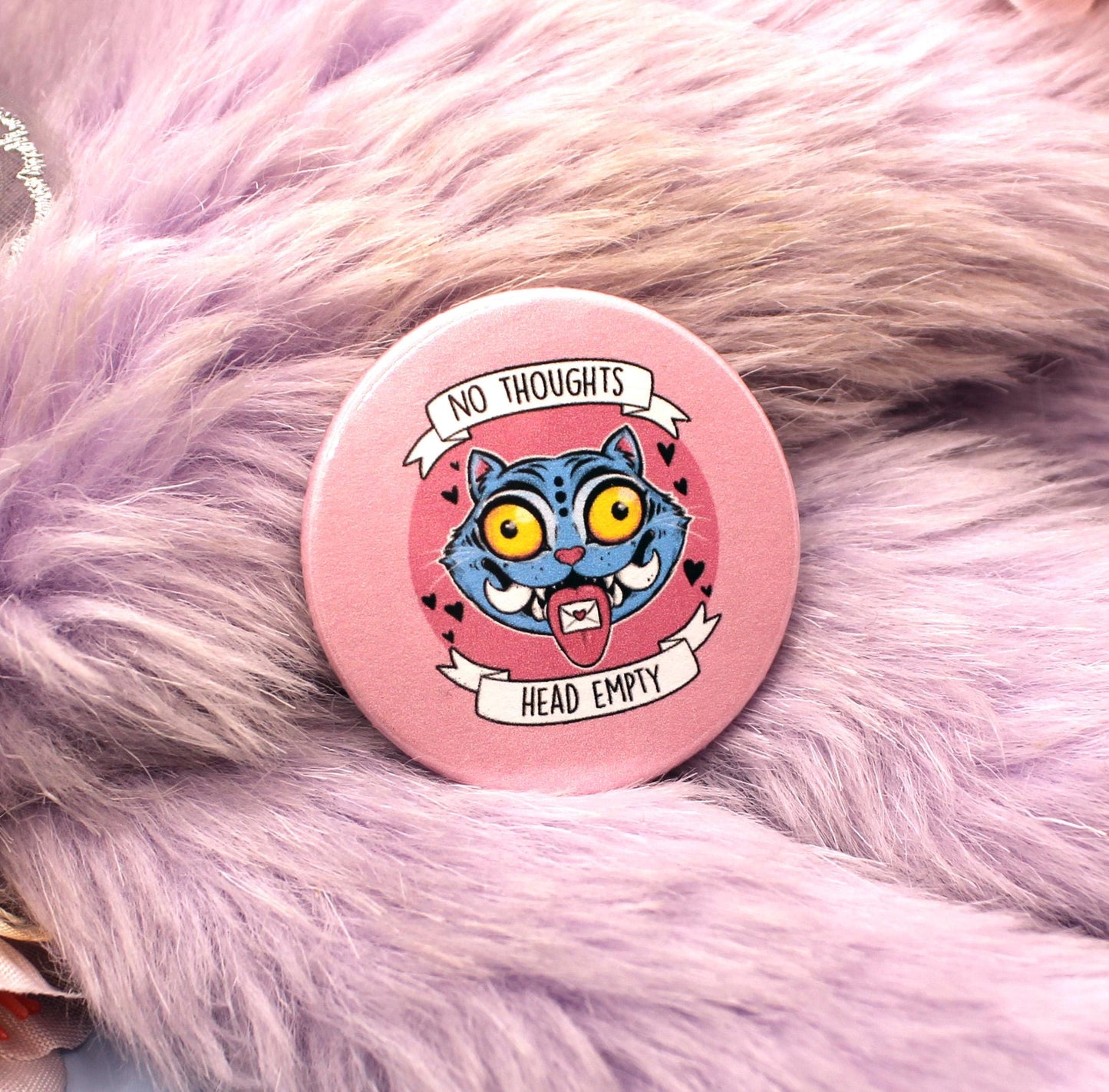 No Thoughts Head Empty Derpy Tiger Circular Badge (38mm) - Kpop Demon Hunters