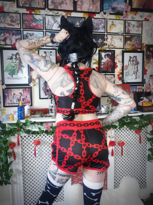 Red Chain Gym Shorts (Sizes S-4XL)