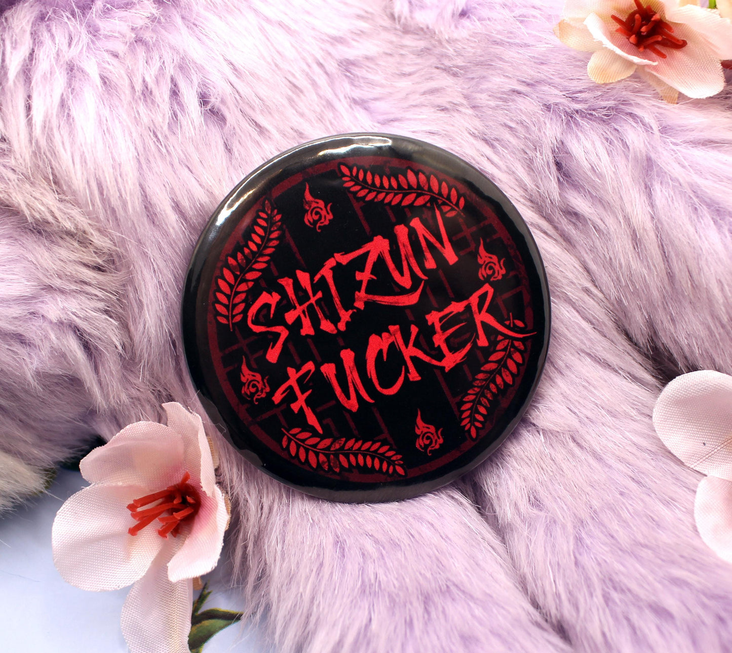 Shizun Fucker Large Circular Badge (58mm) - Danmei Inspired Scum Villain MXTX Husky and his White Cat Shizun Erha