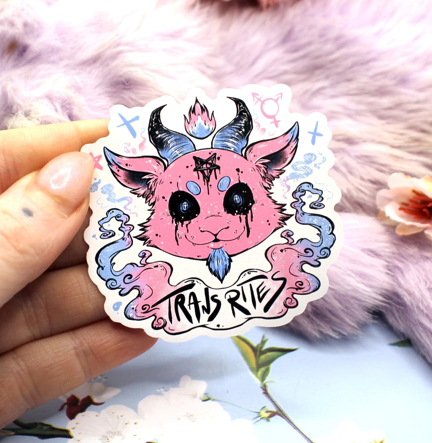 Trans Rites Baphomet Transgender Pride Sticker (6cm)