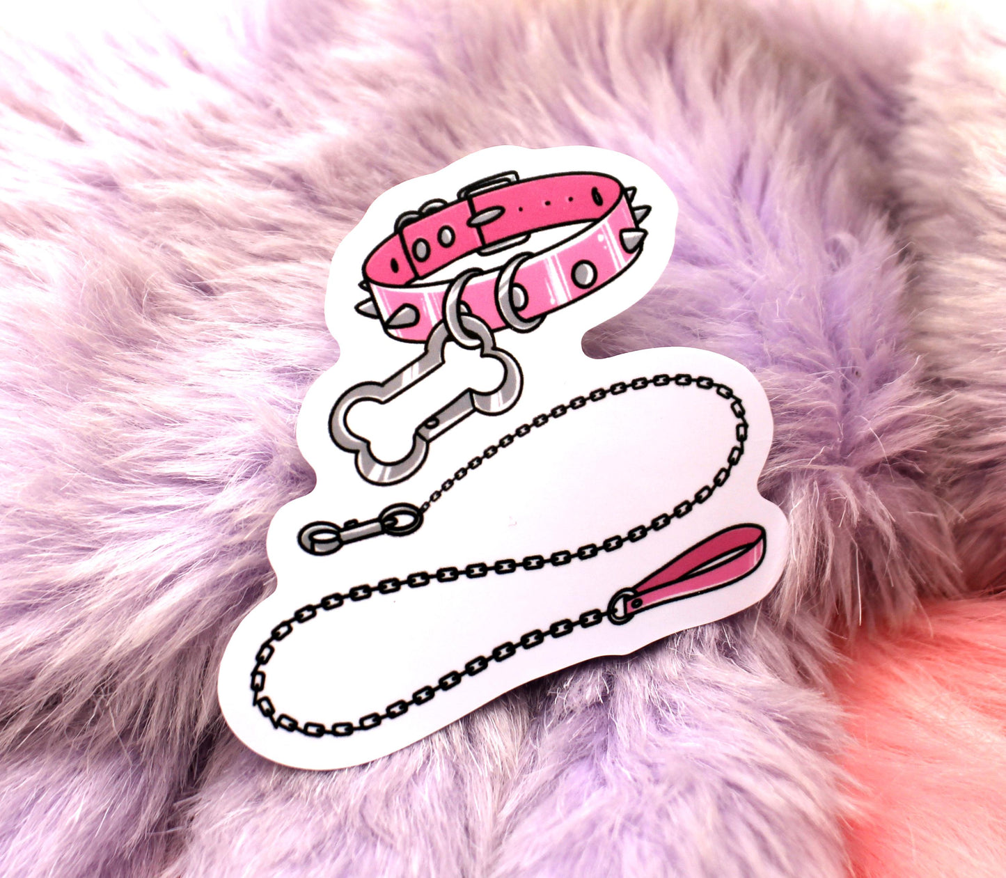 Pink Dog Collar and Lead Sticker (7cm)