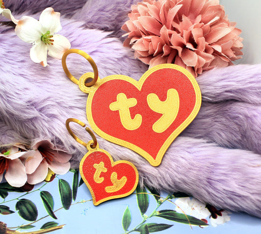 Red and Gold Plush Teddy Bear Style Fursuit Ear Tags (2 Sizes)