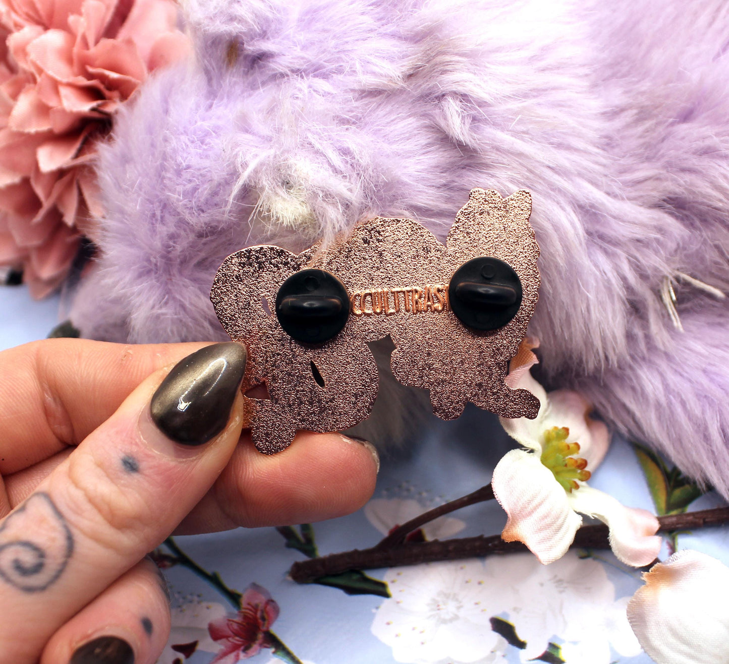 Black and Gold Wyrm Enamel Pin (2" A Grade, Hard, Rose Gold)