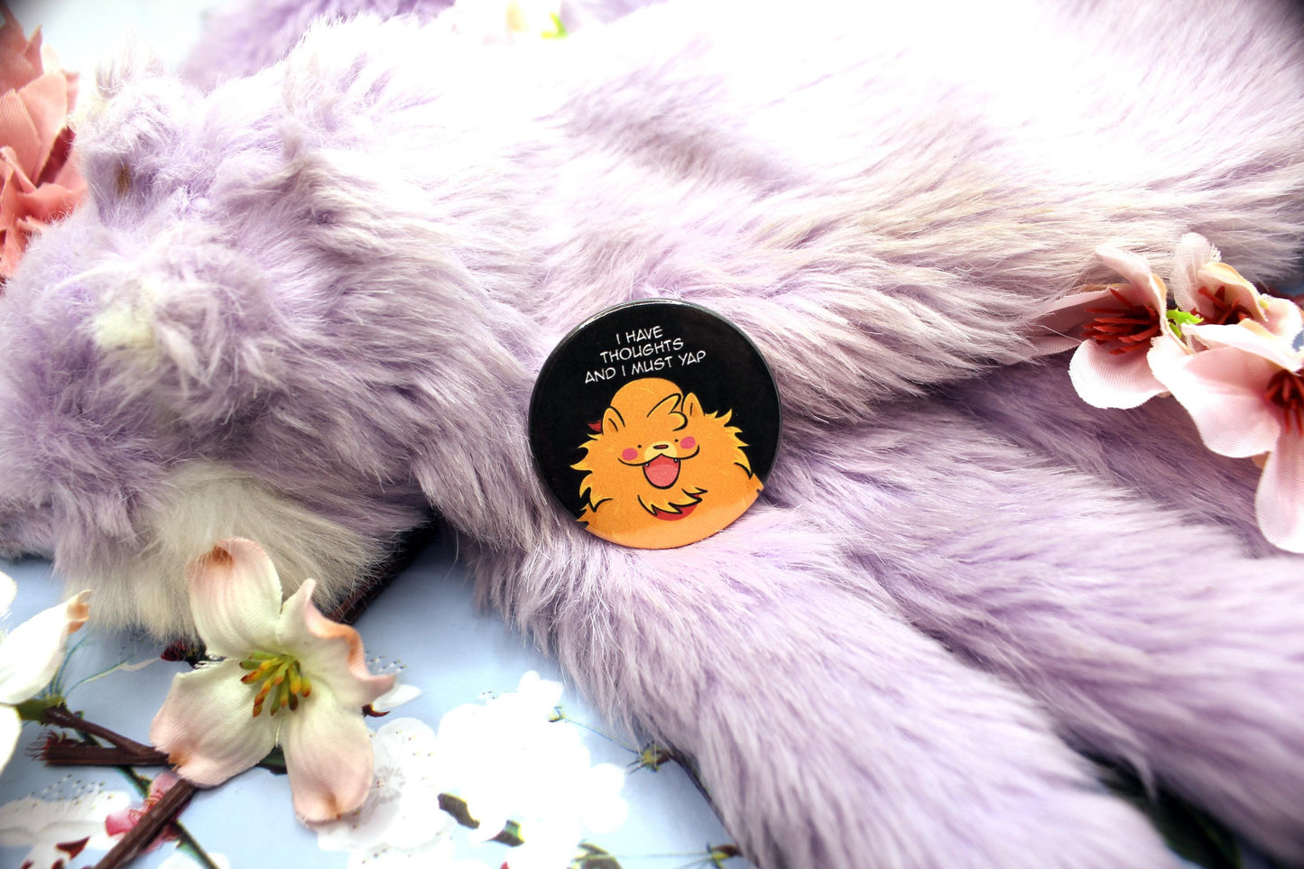 I Have Thoughts And I Must Yap Pombon Puppy Pokemon Circular Badge (38mm)