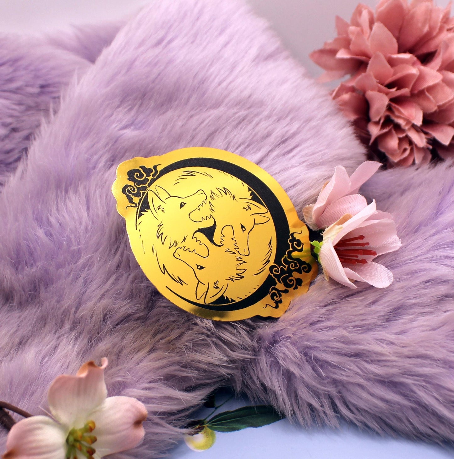 Gold Foil 3 Wolf Moon Vinyl Sticker (7cm)