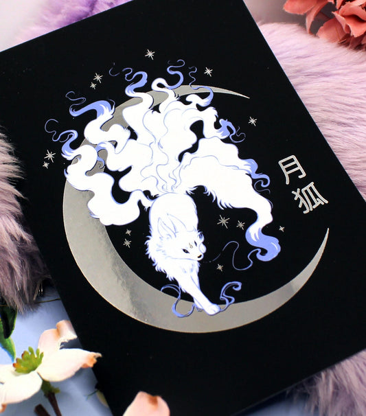 Silver Foil Moon Fox A6 Print