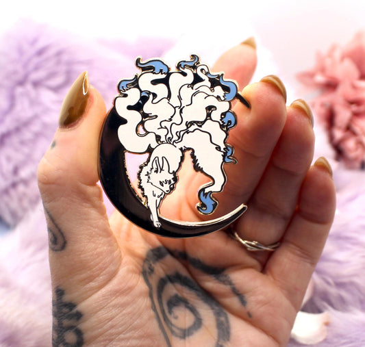 Silver Moon Fox Enamel Pin (A Grade)
