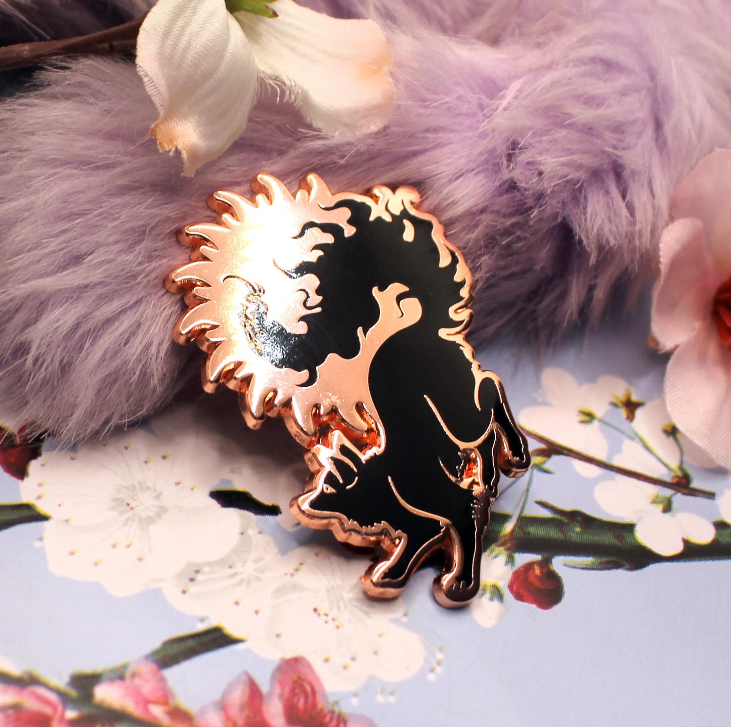 Copper Sun Fox Enamel Pin (A Grade)