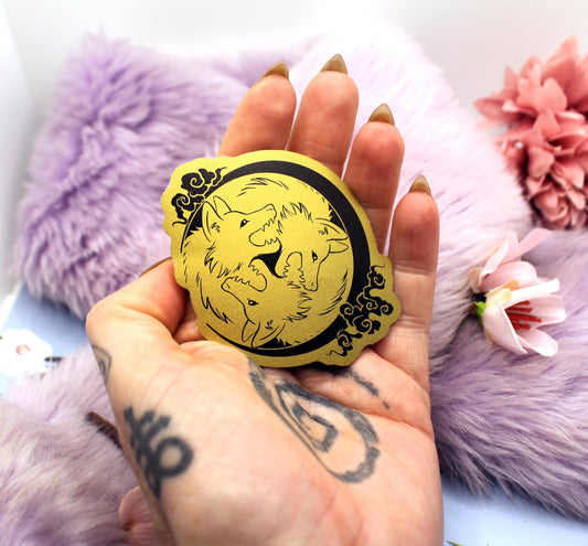 Gold Foil 3 Wolf Moon Vinyl Sticker (7cm)