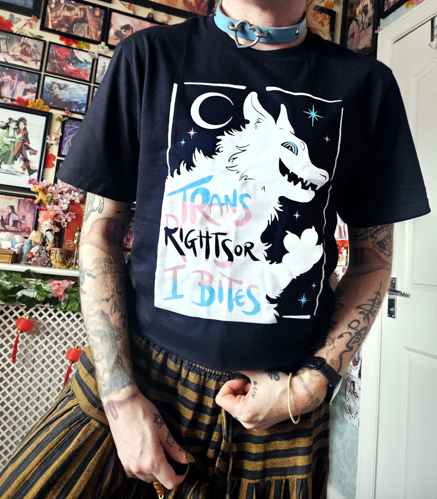 Trans Rights or I Bites Black T-shirt (S-4XL)