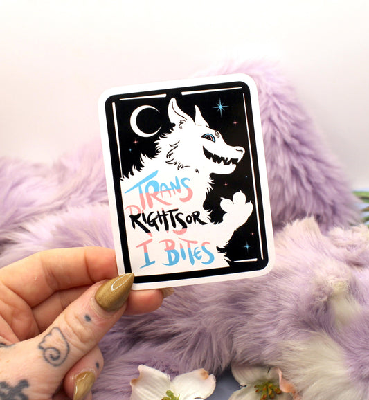 Trans Rights or I Bites Transgender Pride Sticker (7cm)