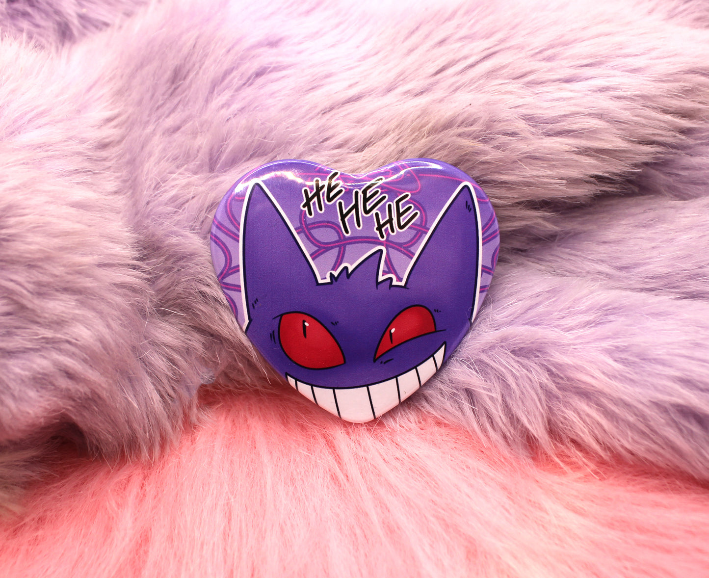Gengar HeHeHe Heart Badge (55mm)