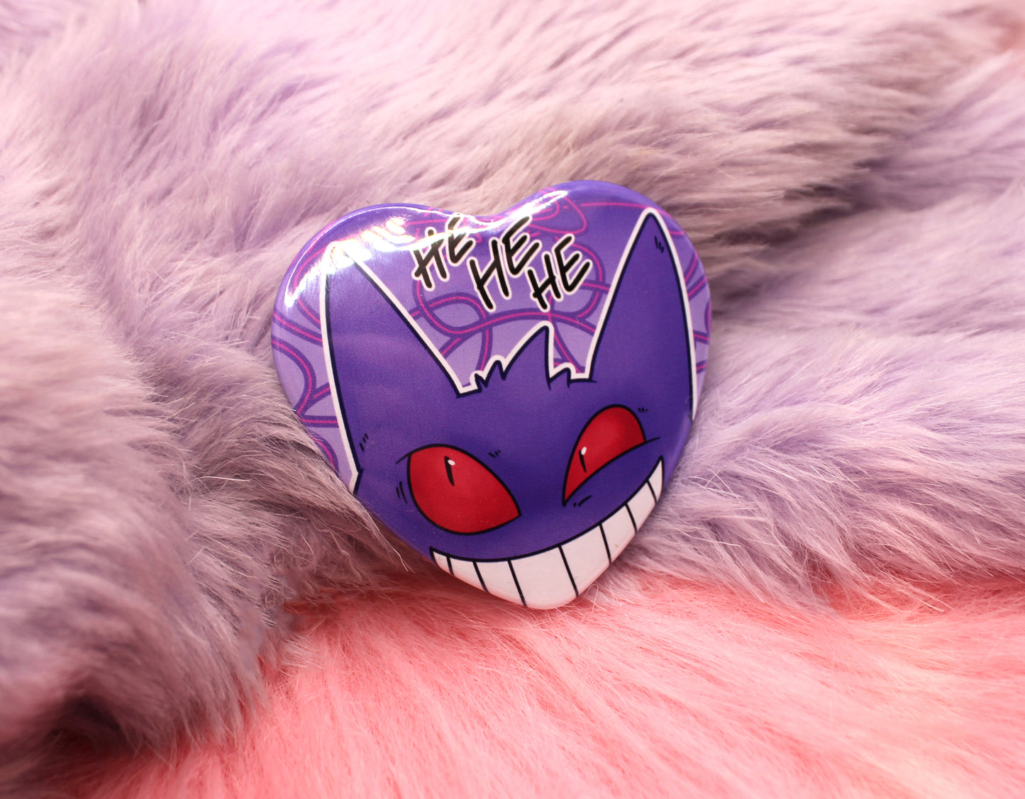 Gengar HeHeHe Heart Badge (55mm)
