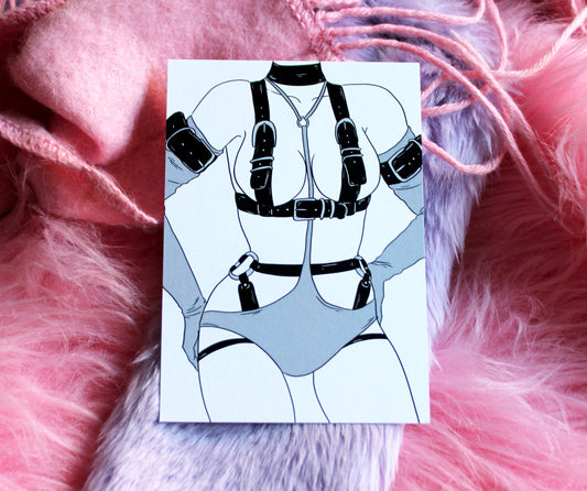Girls in Garters Harness A6 Print