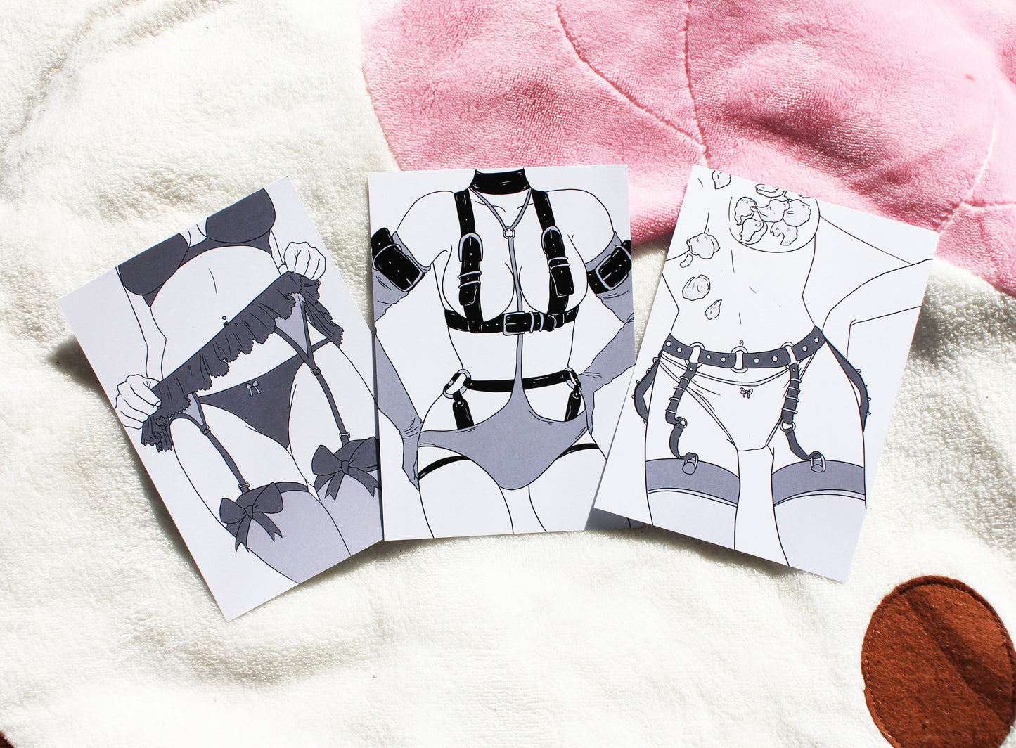 Girls in Garters Harness A6 Print