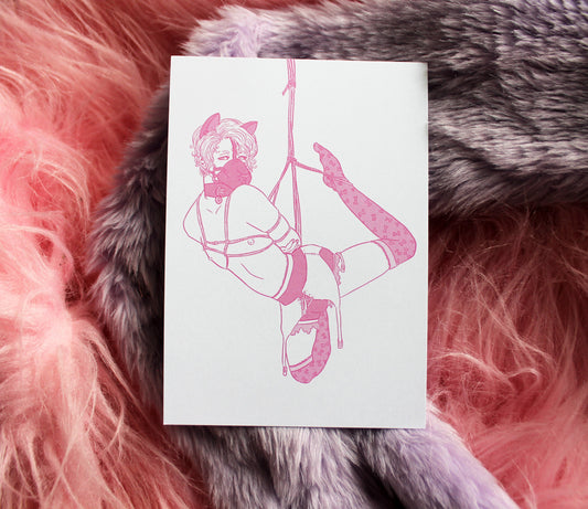 Pastel Boys in Bondage Puppy Shibari A6 Print