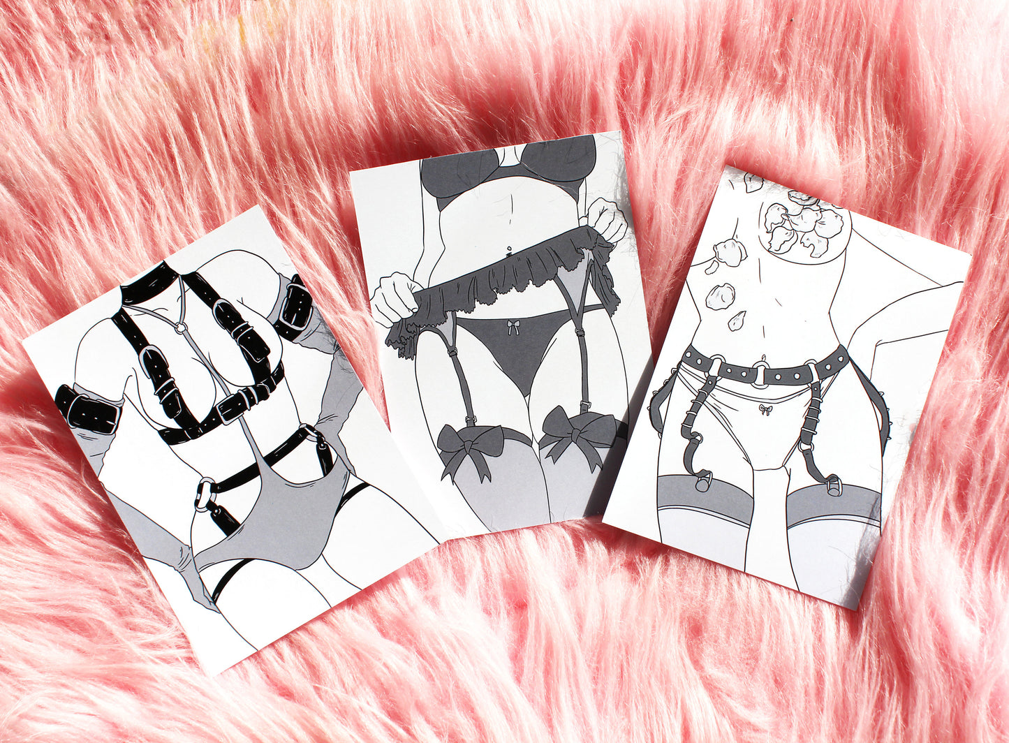 Girls in Garters Harness A6 Print