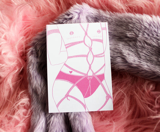 Pastel Pink Non-Binaries in Knots Torso Shibari  A6 Print
