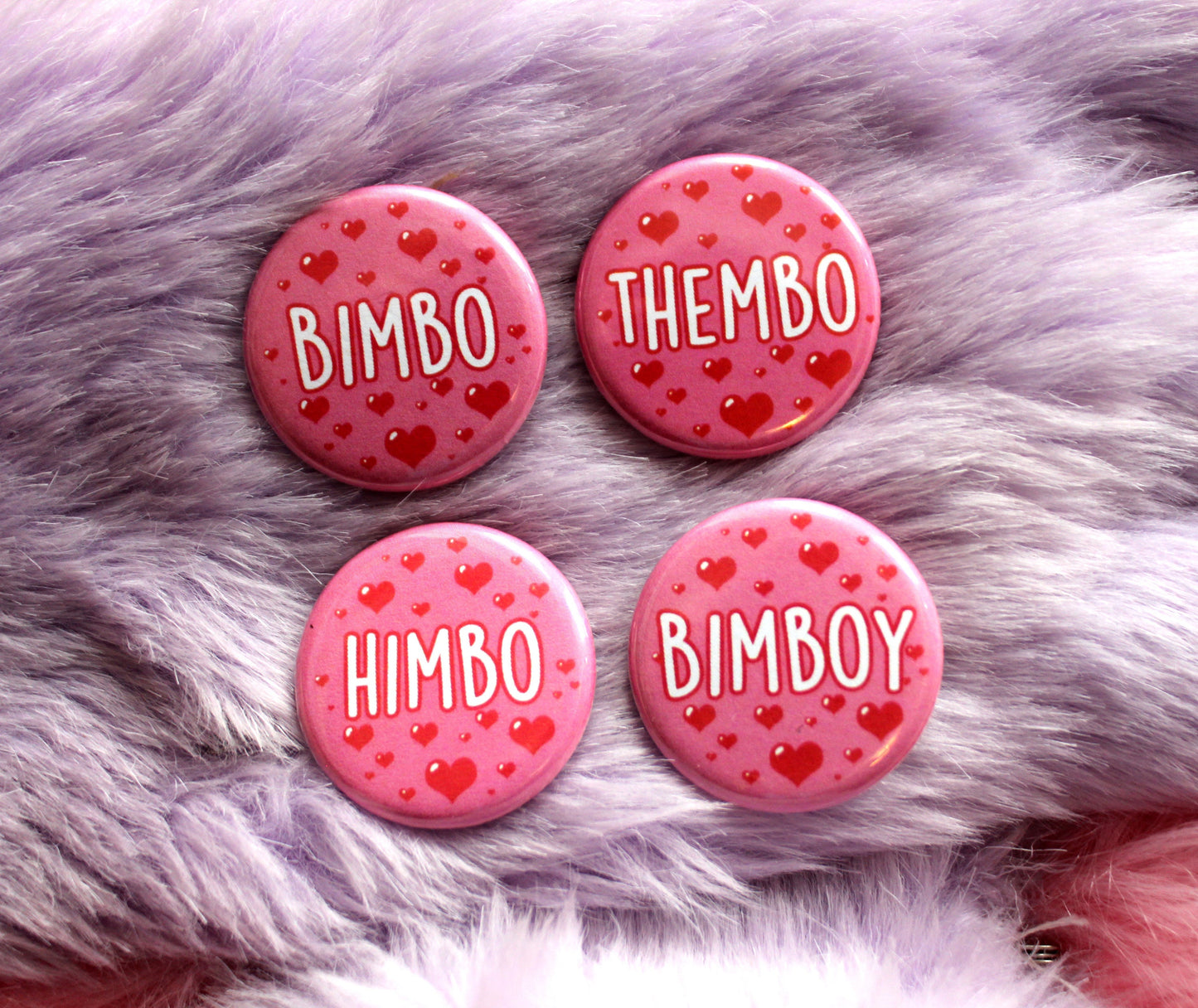 Bimbo, Bimboy, Himbo & Thembo Badges (38mm)