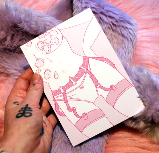 Pastel Girls in Garters Cover Art A6 Print