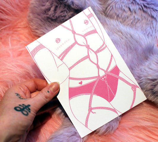 Pastel Pink Non-Binaries in Knots Torso Shibari  A6 Print
