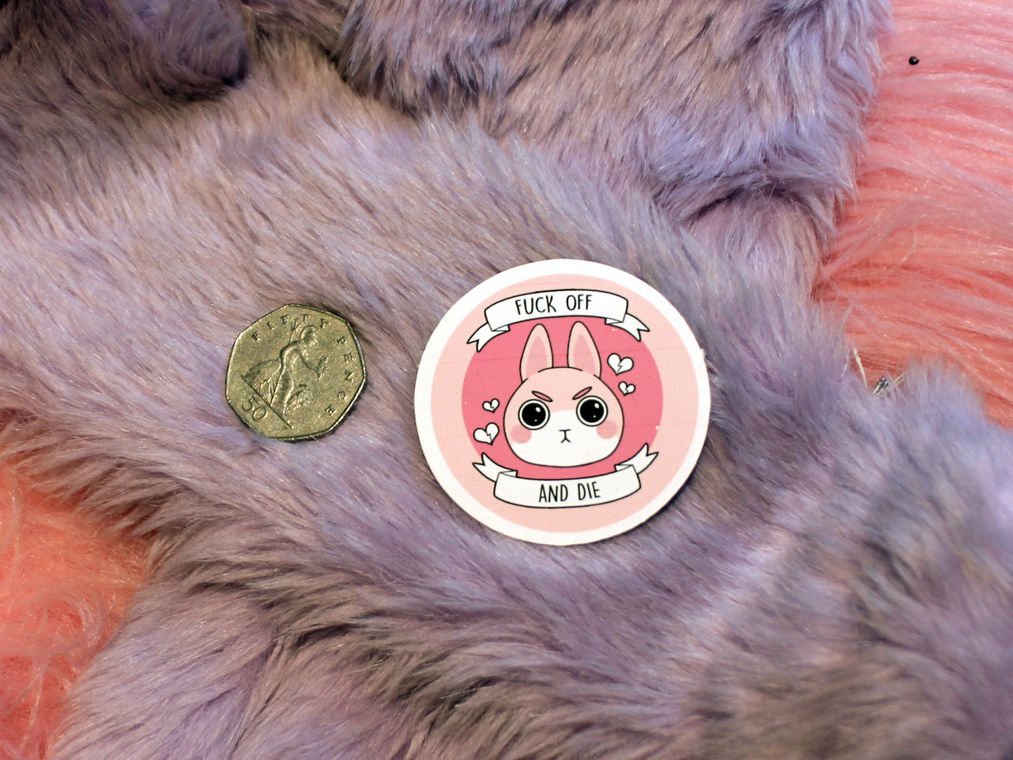 Fuck Off and Die Bunny Sticker (7cm)
