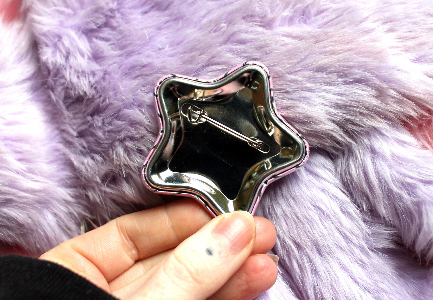 They/Them Pronoun Pentagram Star Badges (55mm) - Pink and Black