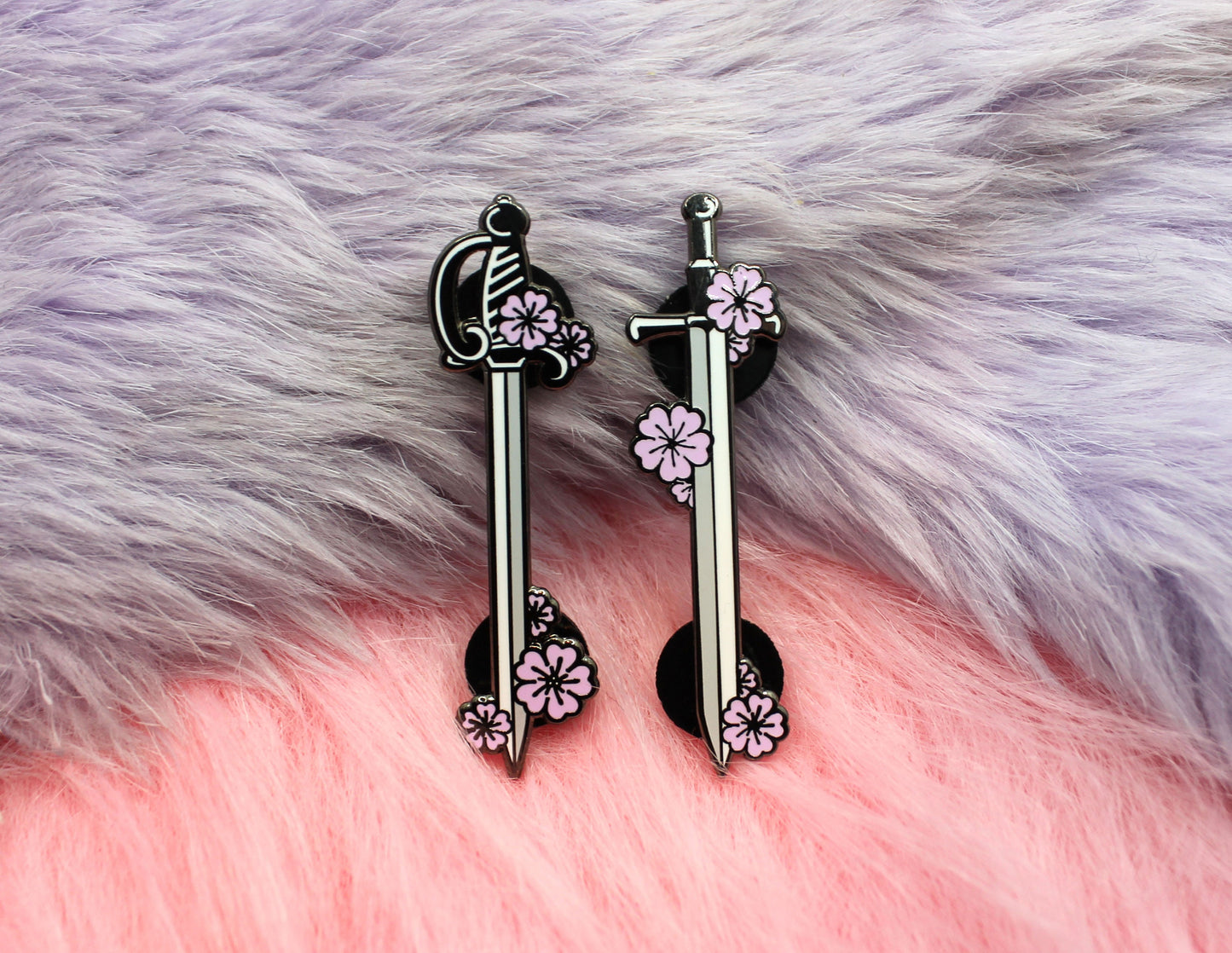 Sakura Rapier Sword Enamel Pin (A Grade, Hard, Black Nickel) - Sakura Blades Pin Set