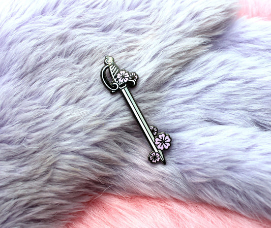 Sakura Rapier Sword Enamel Pin (A Grade, Hard, Black Nickel) - Sakura Blades Pin Set