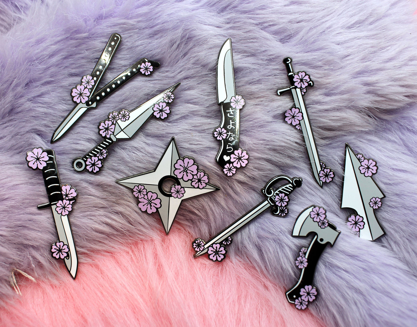 Sakura Rapier Sword Enamel Pin (A Grade, Hard, Black Nickel) - Sakura Blades Pin Set