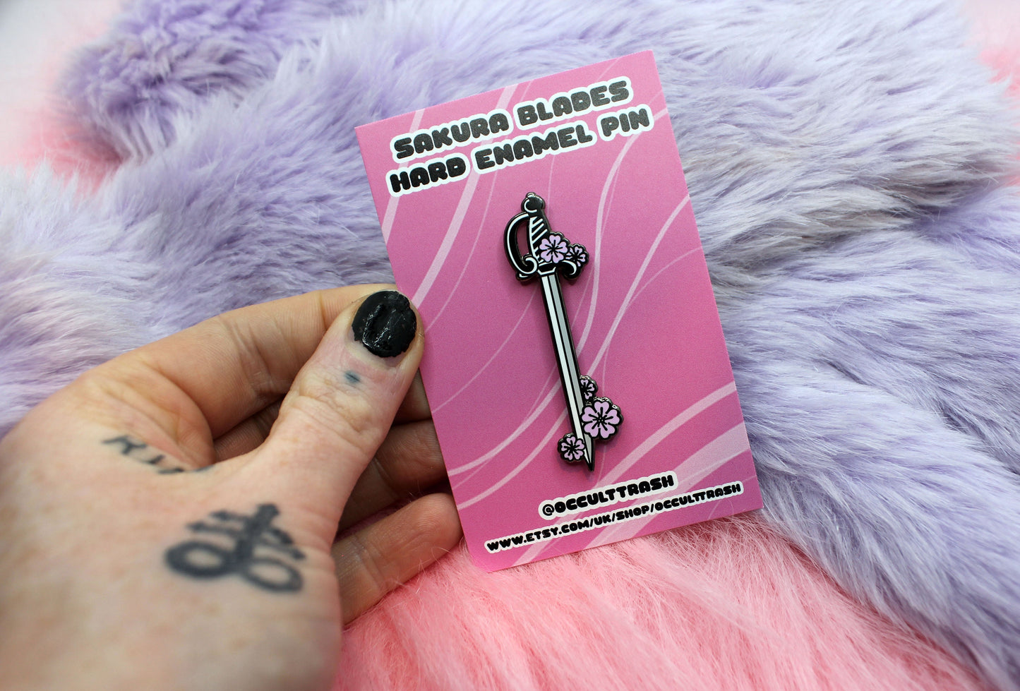 Sakura Rapier Sword Enamel Pin (A Grade, Hard, Black Nickel) - Sakura Blades Pin Set