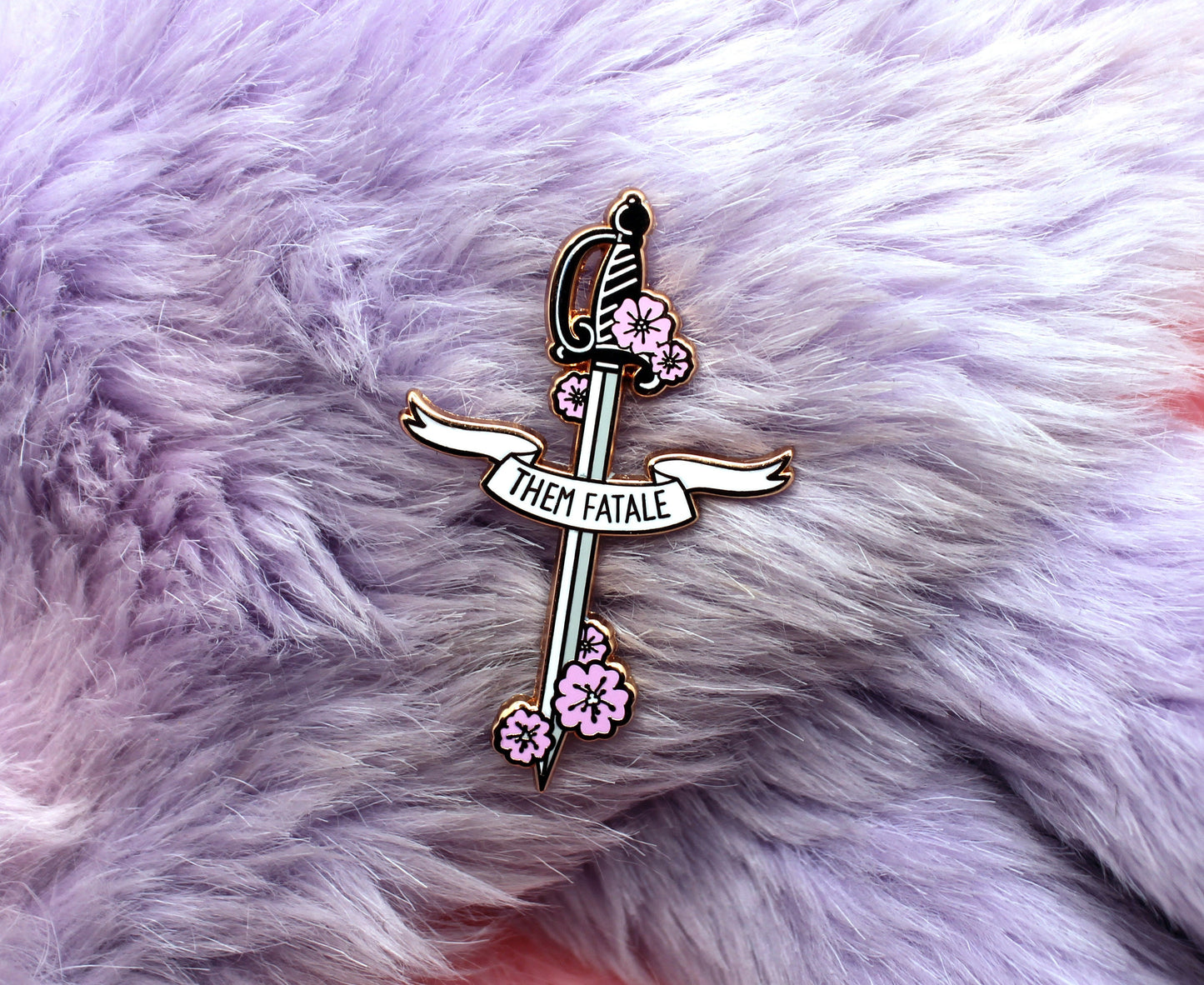 Them Fatale Rapier Sword Enamel Pin (A Grade, Hard, Rose Gold) - Sakura Blades Pin
