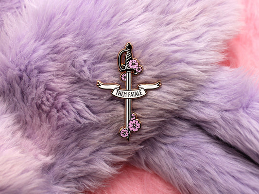 Them Fatale Rapier Sword Enamel Pin (A Grade, Hard, Rose Gold) - Sakura Blades Pin