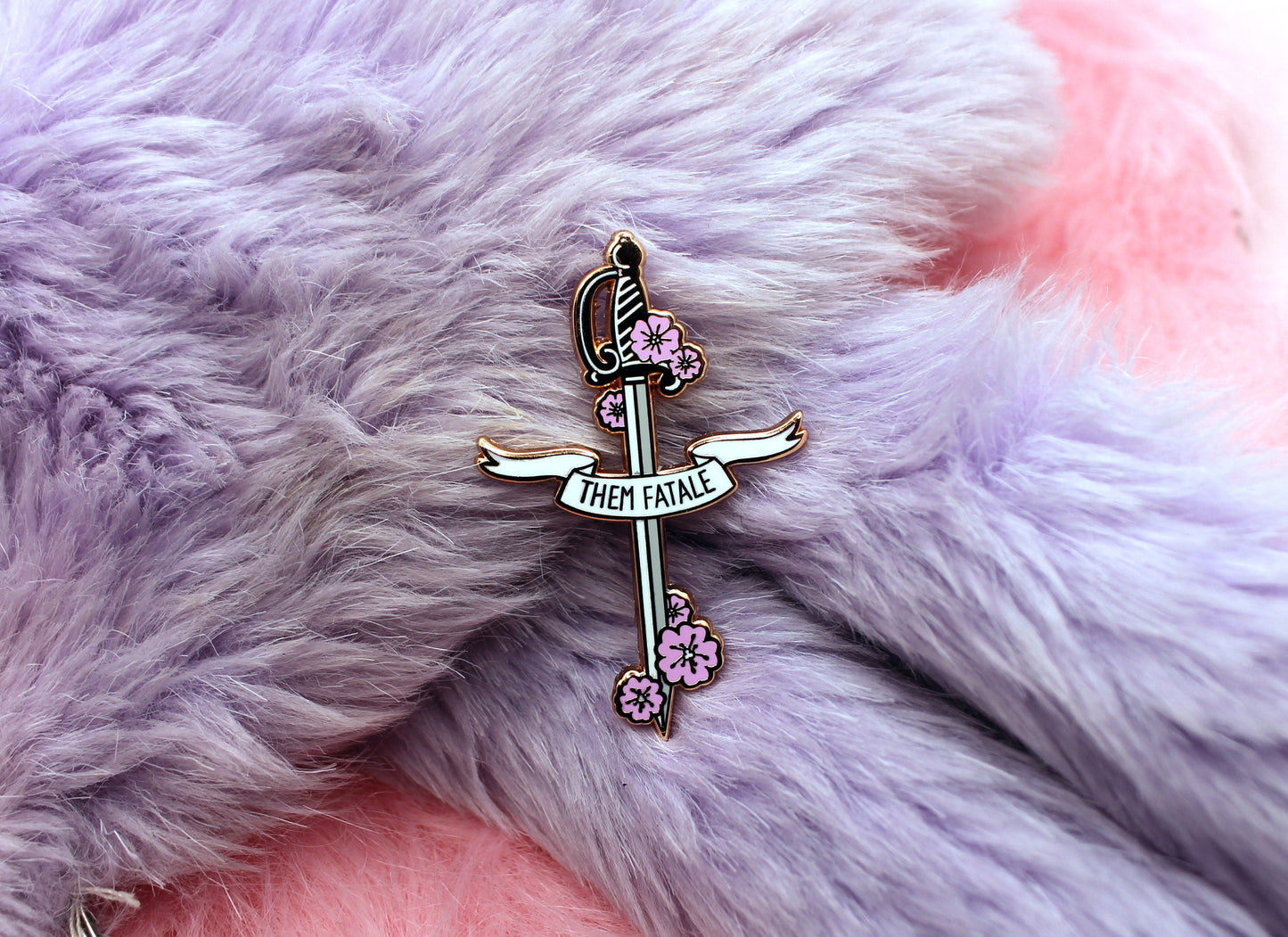 Them Fatale Rapier Sword Enamel Pin (A Grade, Hard, Rose Gold) - Sakura Blades Pin