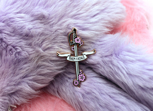 Them Fatale Rapier Sword Enamel Pin (A Grade, Hard, Rose Gold) - Sakura Blades Pin