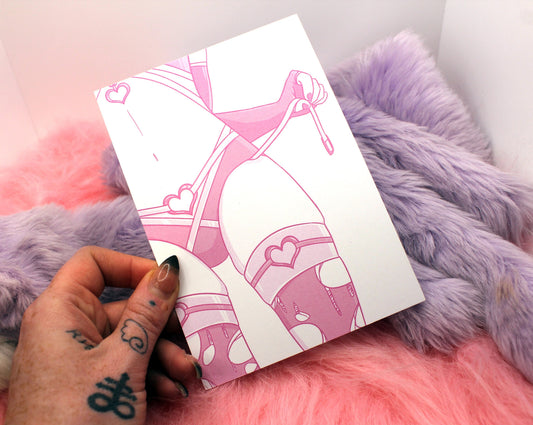 Pink Stockings A6 Print - Pin Up