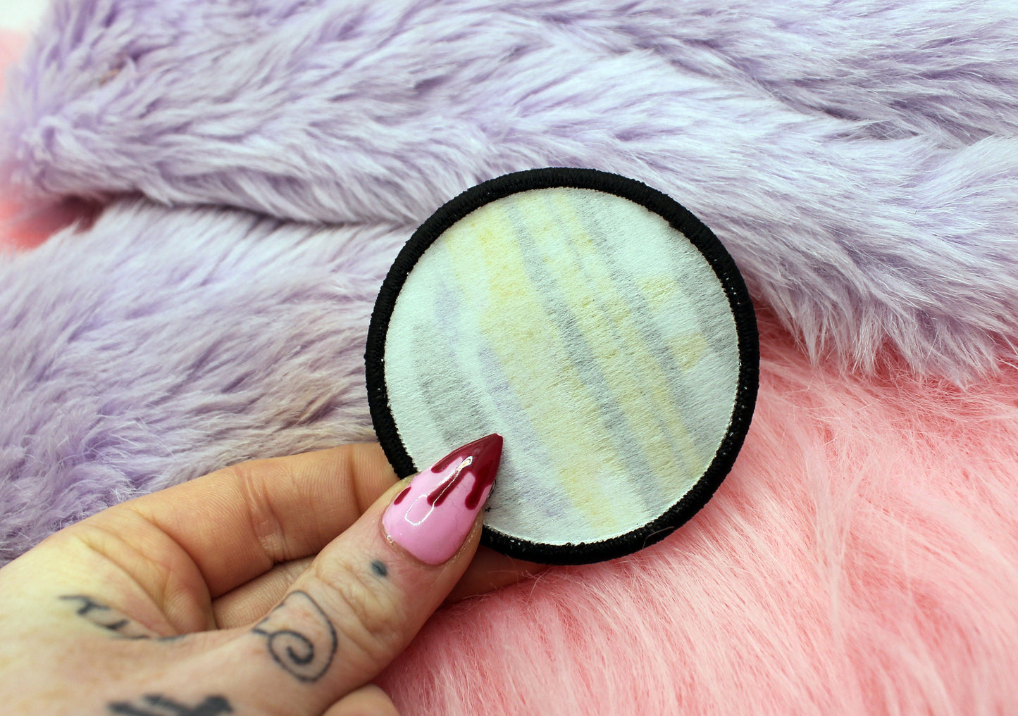 Non-Bunary Iron-On Patch (60mm) - non-binary bunny rabbit embroidered patch