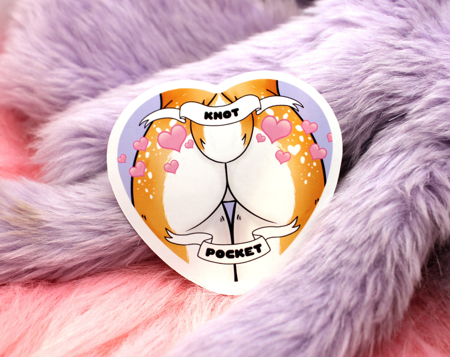Knot Pocket Furry Heart Sticker (55mm) - Deer Butt with Hearts