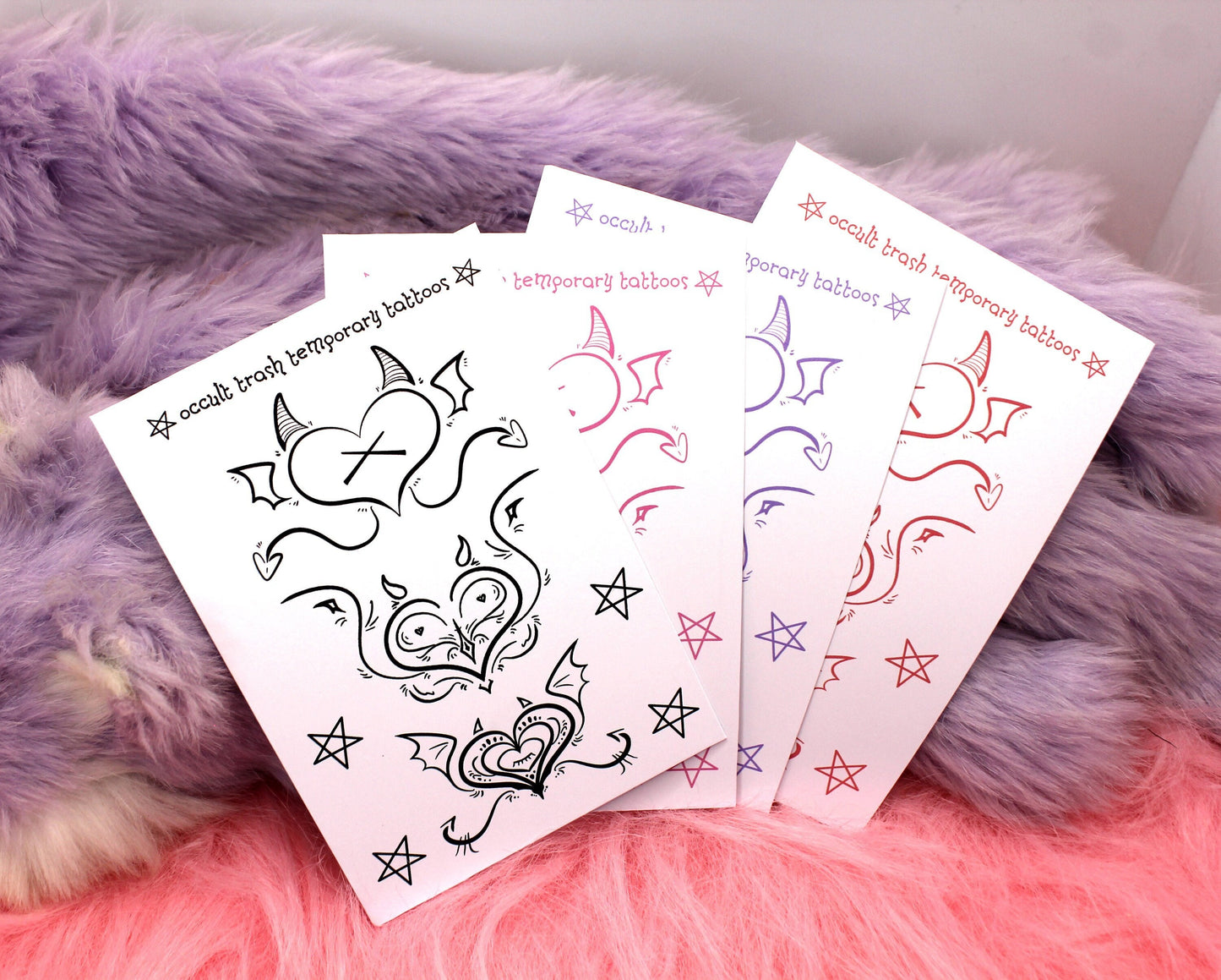 Succubi/boi Sigil Temporary Tattoos Sheet A (Black, Pink, Purple & Red Available)