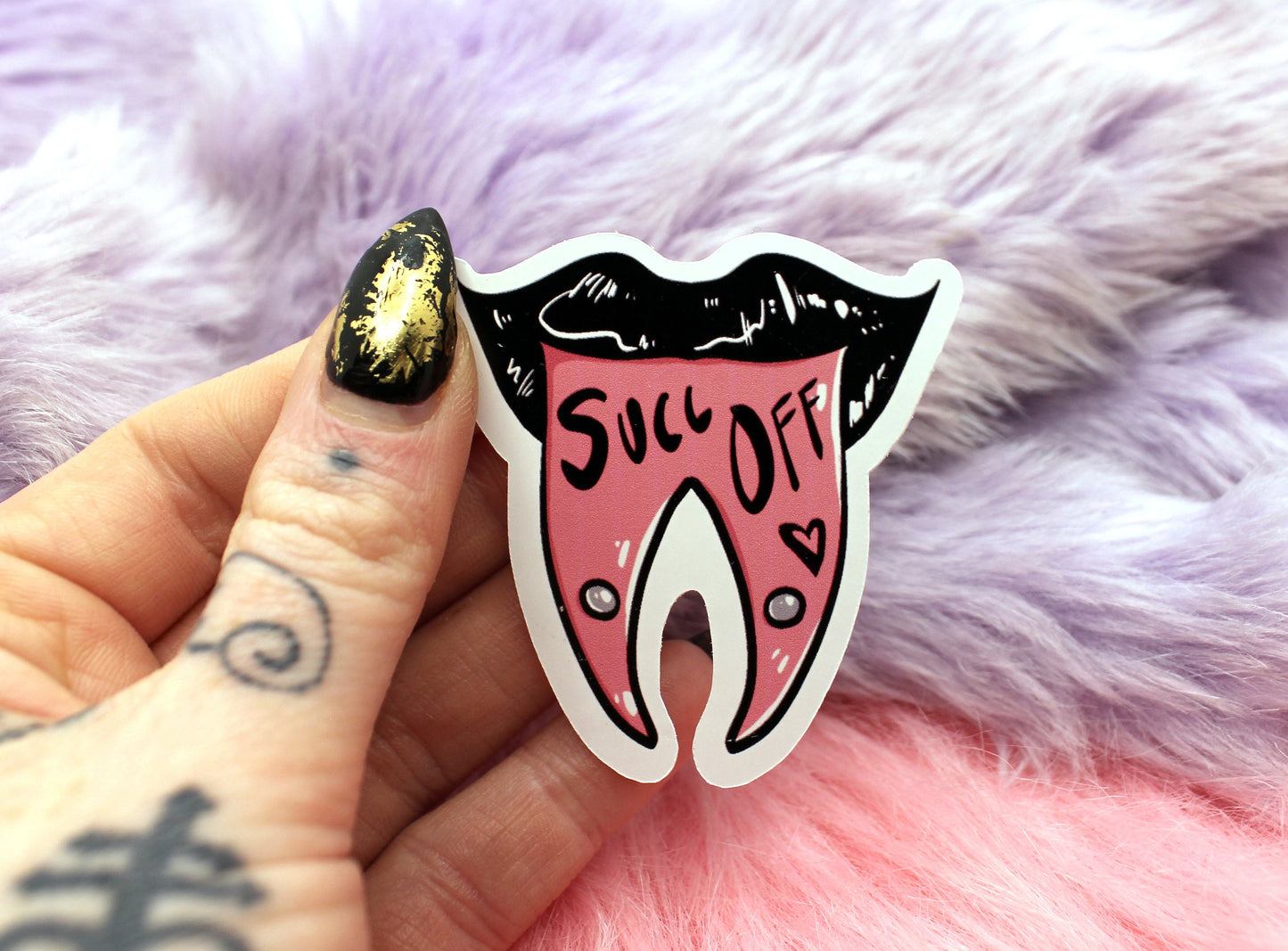 Succ Off Pierced Split Tongue Sticker (6cm)