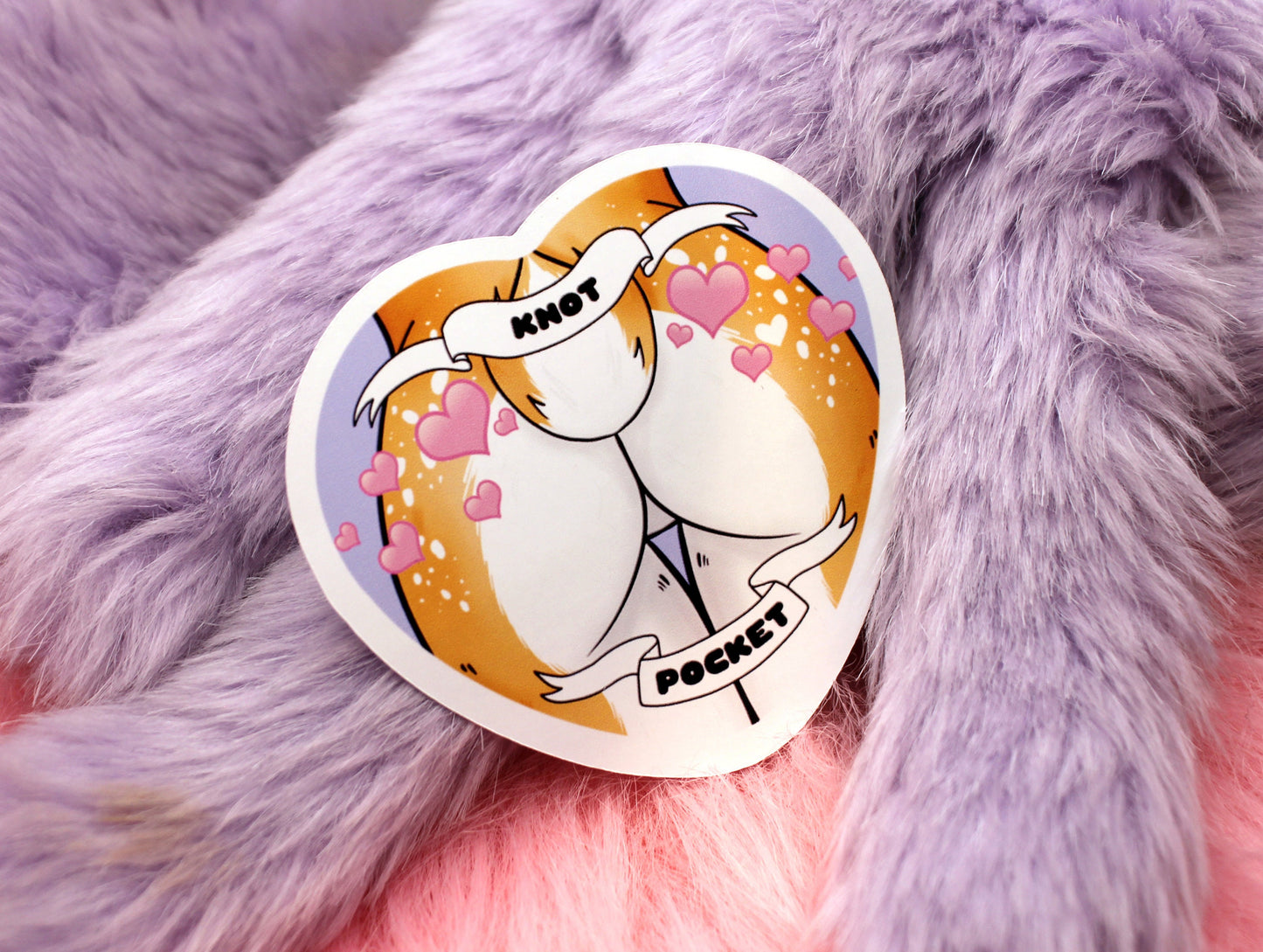 Knot Pocket Furry Heart Sticker (55mm) - Deer Butt with Hearts