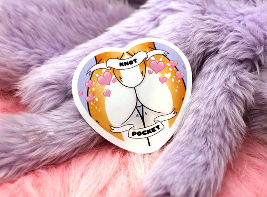 Knot Pocket Furry Heart Sticker (55mm) - Deer Butt with Hearts