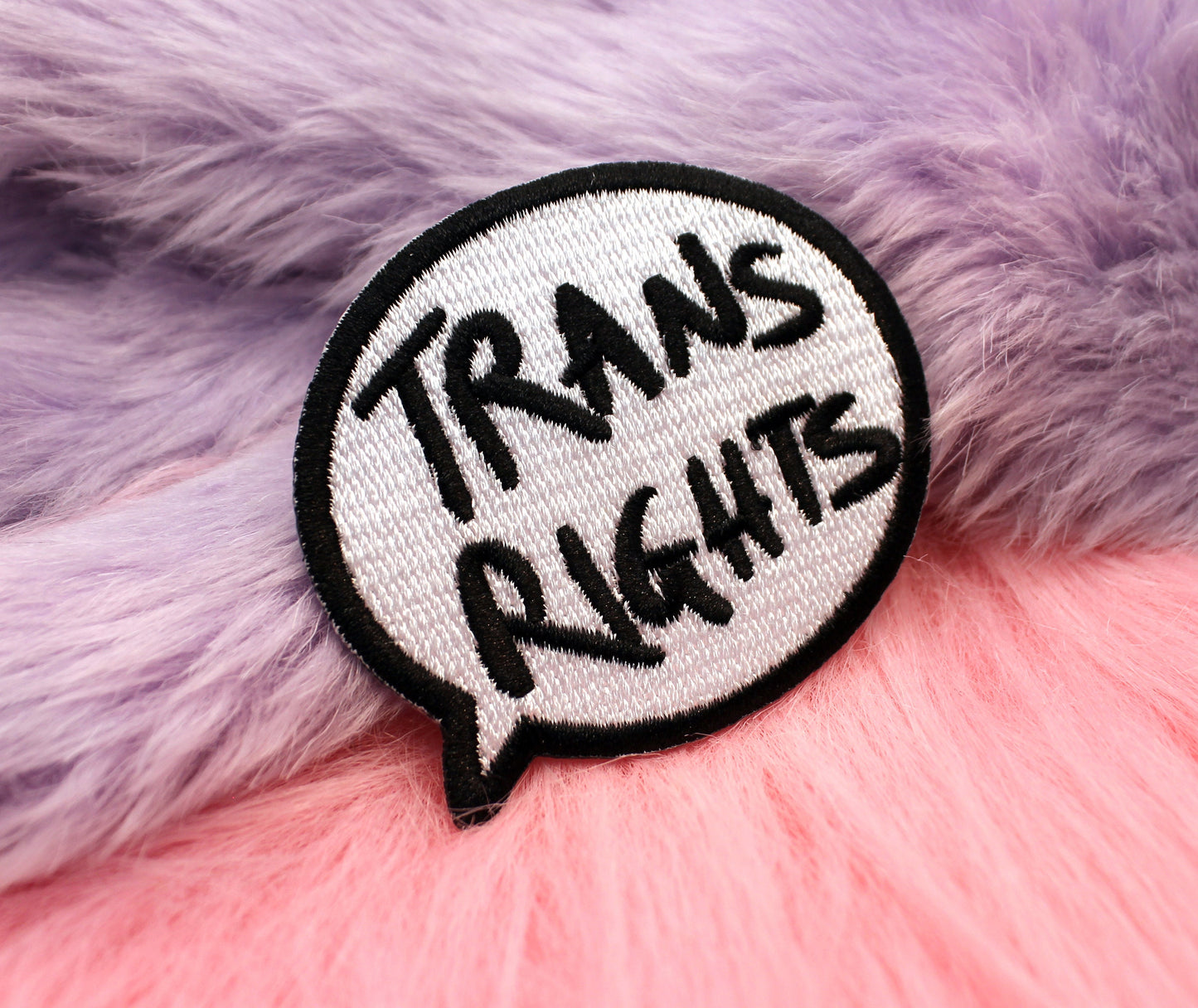 Trans Rights Speech Bubble Iron-On Patch (60mm)