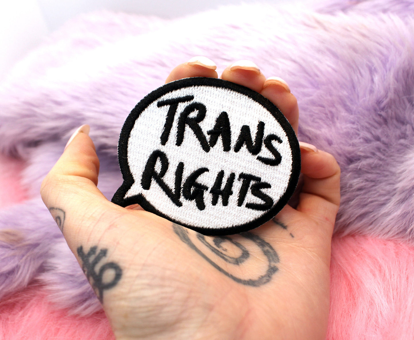 Trans Rights Speech Bubble Iron-On Patch (60mm)